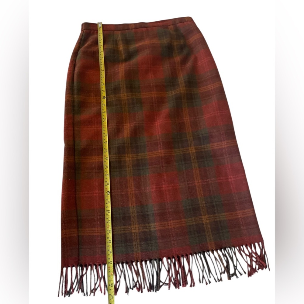 VTG Requirements Size 12P Skirt Wool Blend Fringe Plaid Academia Fall - Picture 8 of 10